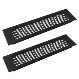 Woogim 11.81"×3.15" Black Rectangle Metal Louvered Grill Cover Indoor Vent Cover Floor Vent Covers 2PCS with Mounting Screws