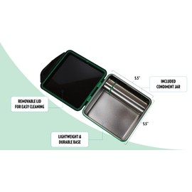 New Wave Enviro Stainless Steel Salad Container - Large 23oz. Salad Container with 3oz. Container for Dressings, Sauces, or Topping; Black Color