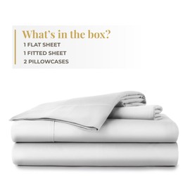 Westbrooke Egyptian Cotton Sheet Set | Queen Size Sateen Sheets - 4 Piece Long Staple Cotton Bedding Set with Elasticized 15.5" Deep Pocket - Soft, Breathable Luxury Sheets - Hotel White