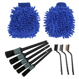 10pcs Car Detailing Brush Kit Wash Mitt Wire Brushes Flexible Soft Universal for Bumpers Mudguards Wheels