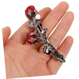 Beavorty 2pcs Retro Red Rose Hairpin Alloy Spring Clip for Women Elegant Floral Hair Accessory for Parties Weddings Daily Wear and Celebrations