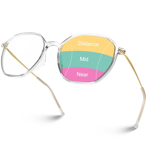 VISOONE Lightweight Progressive Multifocal Anti-Fog Reading Glasses TR90 with Blue