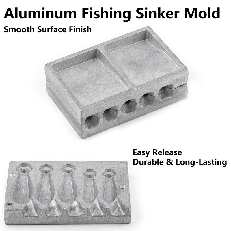 Dr.Fish Bank Sinker Mold with 5 Cavities for 1/2/3oz, 3