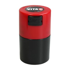 Vitavac - 5g to 20 grams Airtight Multi-Use Vacuum Seal Portable Storage Container for Dry Goods, Food, and Herbs - Red Black