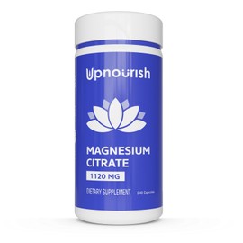 UpNourish Pure Magnesium Citrate 1120 mg, 240 Vegan Capsules for Calm, Relaxing, Leg Cramp