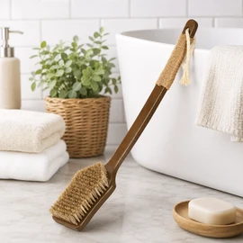 Long Handle Back Scrubber for Shower – Curved Body Brush with Wet & Dry Use Design for Men and Women’s Daily Bath Routine