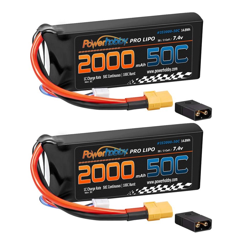 Powerhobby 2s 7.4v 2000mah 50c Lipo Battery w XT60 Plug