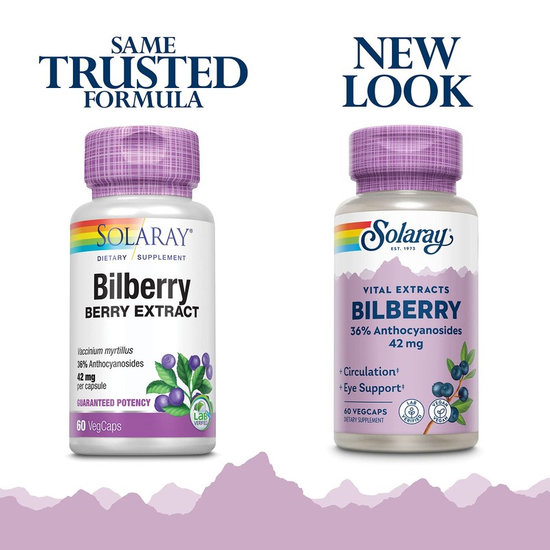 SOLARAY Bilberry Berry Extract 42 mg, Eye Health & Circulation