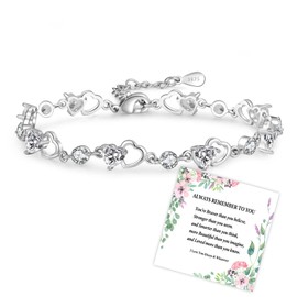 MOROTOLE Silver Bracelet for Women, Sterling Silver Bracelets for women Trendy Pulseras de Plata 925 Para Mujer Non Tarnish Silver Bracelet Dainty Chain Bracelets for Women Heart Bracelets