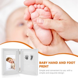 Baby Handprint and Footprint Kit, Framed Photo Kit ith Clean-Touch Ink Pad, Baby-Safe, Baby Shower Gifts Photo Picture Frame for Newborn Boys & Newborn Gift