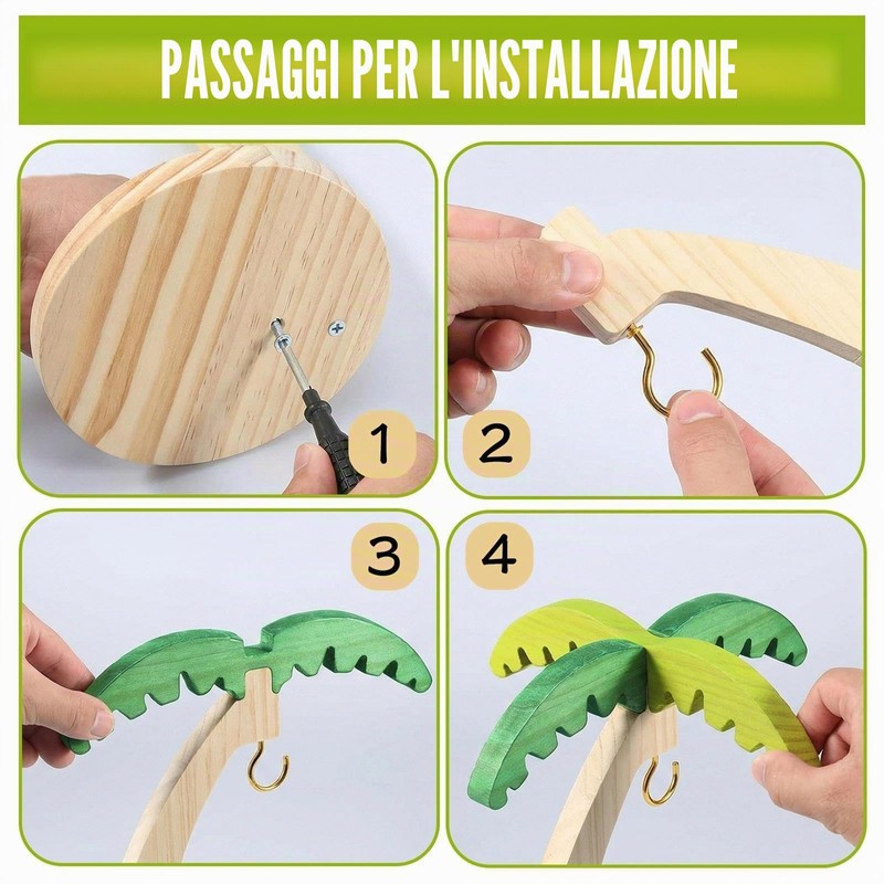 Porta Banana in Legno con Gancio per Banane, Porta Frutta