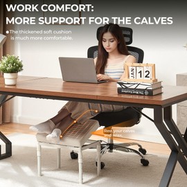 Adjustable Ottoman Pouf, 4 Height Position & 60 Degree Tilt Angle Adjustment Footrest Ottomans Footrest Foot Stools Pouffe Footstool for Under Desk for Living Room Home(Carbon Gray)