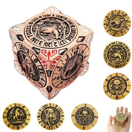 2025 New DND Spinner Dice Set, 7-in-1 Metal Dice with 3D Relief, Dungeons and Dragons, Polyhedral Role Playing Dice, Fantasy D&D Tabletop RPG Accessories (Red Copper)