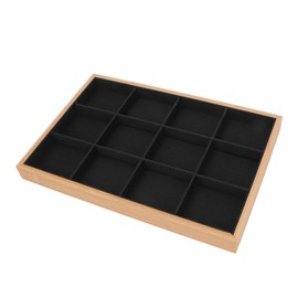 12 Grid Jewelry Tray Soft Elegant Appearance Strong Light Weight Storage Jewelry Tray Drawer for Bedroom Black