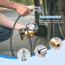 xianynow 3 Pcs Brass Tyre Inflator Connector, Portable Tyre Air Chuck Adapter, Tire Air Chuck Adapter with Thick Handle, Suitable for Car, Bicycle and Motorcycle Tires