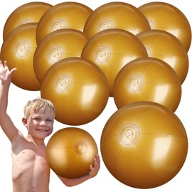 Raiten 12 Pcs Beach Ball Inflatable Beach Balls Large Inflatable Ball Floating Ball for Swimming Pool Party Favors Outdoor Activities Summer Birthday Party Supplies (Gold,12 Inch)