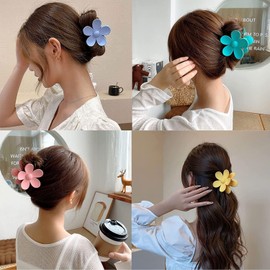 MTQ 12 Piezas Pinzas para Cabello Flor, Multicolor, Resorte Fuerte Garra Grande Clips para Mujeres, Bañarse, Lavarse la Cara, Maquillarse, Fiestas
