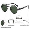 Dollger Dark Green Glasses Round Steampunk Women Metal Frame Sunglasses