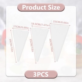 vcsjw Reusable Icing Bags, 3 Pieces, Professional Icing Bag 40/35/30 cm, Large Piping Bag, Cotton Piping Bag, Dishwasher Safe, Suitable for Decorating Pastries, Cakes, Home Baking