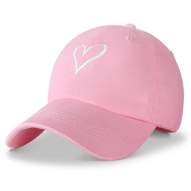 HeyCaps Women's Baseball Cap with Heart-Shaped Embroidery Pattern, Cotton Hat, Adjustable Cap, Outdoor Sports Cap, rose