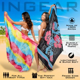 INGEAR Sarong Bathing Suit Cover Up for Women – Long Pareo Beach Wraps, Swimsuit Coverup Skirt, Stylish Bikini Cover Up