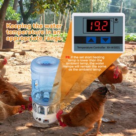 Proshine 5 Gallon Chicken Waterer for Winter, Heated Chicken Waterer, Temp Controlling for Chickens, Ducks, Geese and Chicken Coop