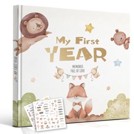 Hyggartn Baby Memory Book – My First Year Journal with Stickers (84 Pages) Gender-Neutral Keepsake for Boys & Girls Thoughtful Gift for New Parents