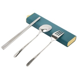 Exzact Cutlery Set in a Case - Chopsticks Spoon Fork 18/10 Stainless Steel Portable Travel Camping Lunchbox - Korean Japanese Bento -Dishwasher Safe