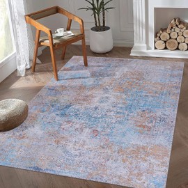 NAAR Area Rugs 9x12 Living Room, Washable Rug, Low-Pile, Non-Slip, Non-Shedding, Foldable, Kid & Pet Friendly - Area Rugs for Living Room, Bedroom, Kitchen, Dining Room Rug - (Yellow/Cream, 9' x 12')