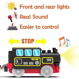 HYPERLIVING Motorized Trains for Wooden Track, Remote Control Train with Magnetic Connection, Battery Operated Locomotive Trains Set Compatible with Thomas, Brio, Chuggington - Train Toys for Toddlers