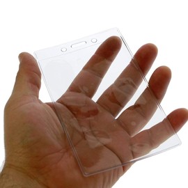 100 Pack - Premium Heavy Duty 3 1/4 X 5 Extra Large ID Badge Holder - Clear Vinyl 3x5 Vertical Card Sleeve for Name Badges, Sporting Events and Trade Shows by Specialist ID