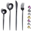 Kyraton Black Cutlery Set 24 Pieces, Stainless Steel Flatware Set,