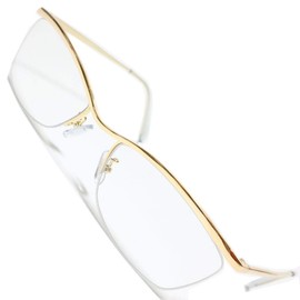 Belkut 1040111 Original Sunglasses, Full Model Change, Thin Frame, Rugged Ora-type, Gentle on the Eyes, gold/clear
