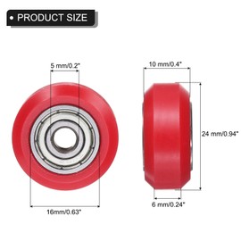 sourcing map 10pcs 3D Printer POM Rollers, Solid High-Speed Gantry Wheels V Slot POM Pulley Wheel with 625ZZ Double Shield Bearing for 3D Printer, CNC Machine (Red)