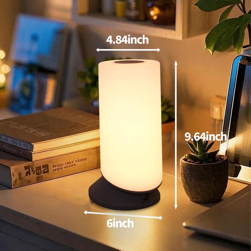 GLAMIGHT Touch Bedside Table Lamp, Stepless Dimming & 7 Colors