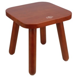 BEE&OAK Wooden Step Stool for Adults Kids, Solid Rubberwood Small Wooden Stool for Bedroom, Bathroom, Kitchen, Plant Stand, 9.25 Inches，Square One Step Stool (Red-Brown)