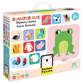 Banana Panda Suuuper Size Memory Game - Farm Animals - Classic Toddler Game Includes 24 Extra-Large Cards - Play Matching Games or Use as Flashcards, for Toddlers and Little Kids Ages 2-4 Years