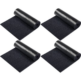 Nuanchu Large Semi Finished Outdoor Mat 16 x 79 Inch Narrow Door Mat Non Slip Mats Waterproof Carpet Roll for Bathroom Entryway Indoor Outdoor (Black, 4 Roll)