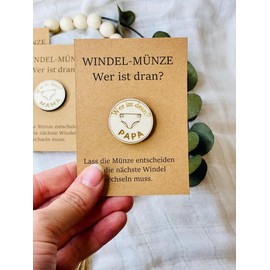 Nappy Coin - Engraved Wooden Coin for New Parents Size Coin on Card