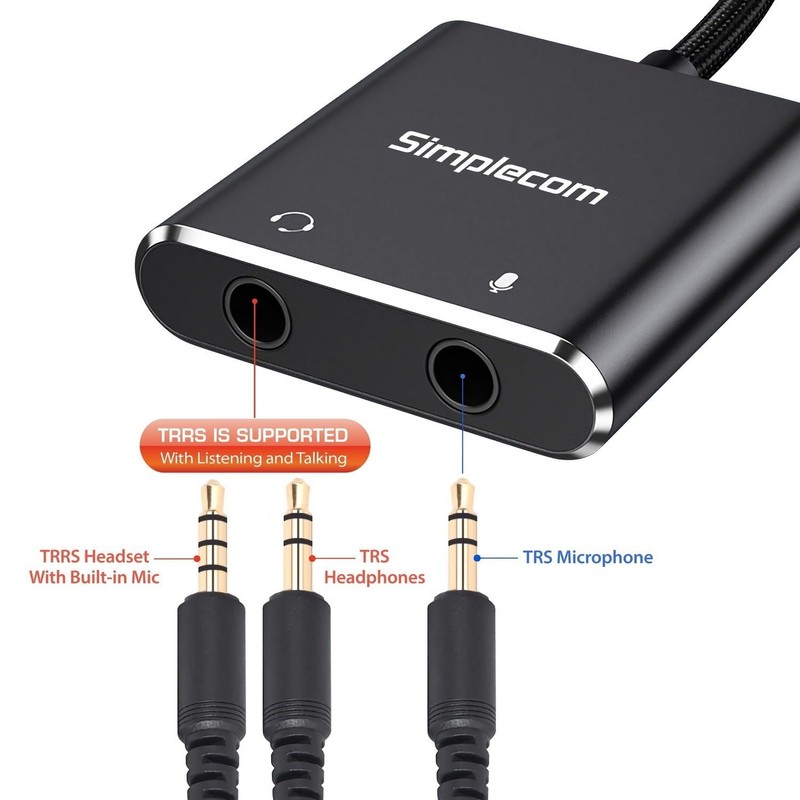 Simplecom CA152 USB to 3.5mm Audio and Microphone Sound Card