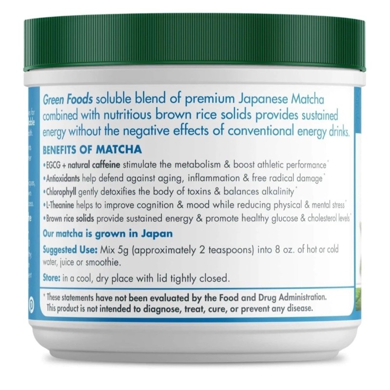 Green Foods Organic Ceremonial Grade Matcha Green Tea fJapan 5.5oz