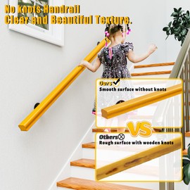 5FT Wood Handrails Indoor Stairs Handrail, Safety Non-Slip Stair Railing, Wall Mount Handrail Pine Handrails Support Rod Complete Kit, for Bars Lofts Kindergarten Guardrail Corridor (Brown, 5ft)