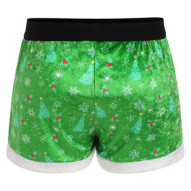 ABAFIP Men Funny Christmas Boxers Velvet Xmas Boxer Shorts Flannel Santa Claus Xmas Holiday Underpants Green Medium