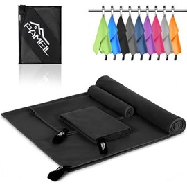 Pameil Juego de 3 toallas de microfibra (160 x 80 cm  2 toallas pequeñas de 80 x 40 cm), de secado rápido, para sauna de fitness