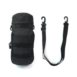 Jipemtra Tactical Military Molle Water Bottle Pouch H2O Hydration Carrier Holder Military Molle Tactical Travel Carry Bag for Outdoor Activities Running Cycling Camping (Black)