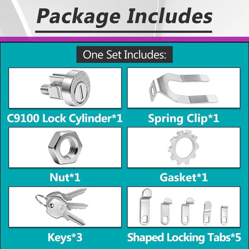 3 Set Mailbox Locks Compatible with L-1172C/C9100 Mailbox Lock |