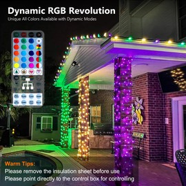 Brizled Christmas String Lights, 33ft 100 LED Color Changing Christmas Lights with Remote, RGB Christmas Tree Light Dimmable Music Plugin Mini Xmas Light Outdoor for Xmas Party Home