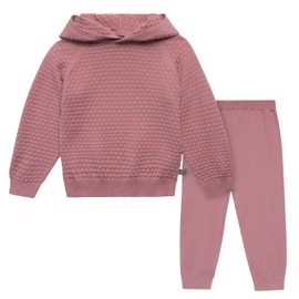 Modern Moments by Gerber Toddler Girls' Honey Comb Sweater Knit Top and Pant Set, Rose, 4T
