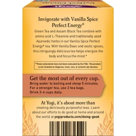 Yogi Tea - Vanilla Spice Perfect Energy (4 Pack) - Energizes and Supports Focus - 64 Tea Bags