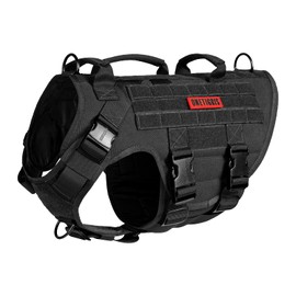 OneTigris OneTigris Large Tactical Dog Harness, No Pulling Adjustable Dog Vest Harness, Heavy Duty Dog Harness with Handle, Large Hook and Loop Panels for Patch Black